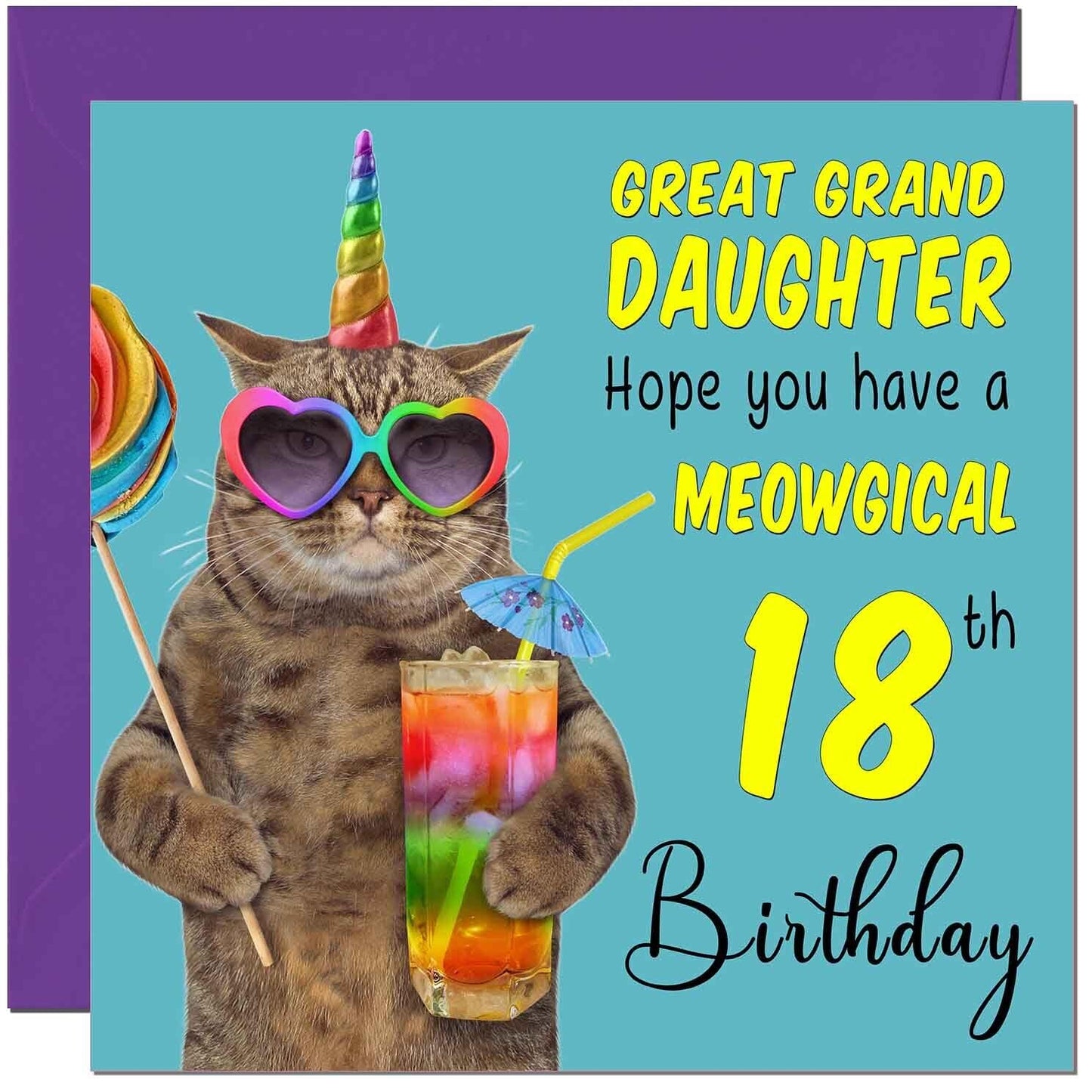 Great Granddaughter Birthday Card - Meowgical Cat Funny