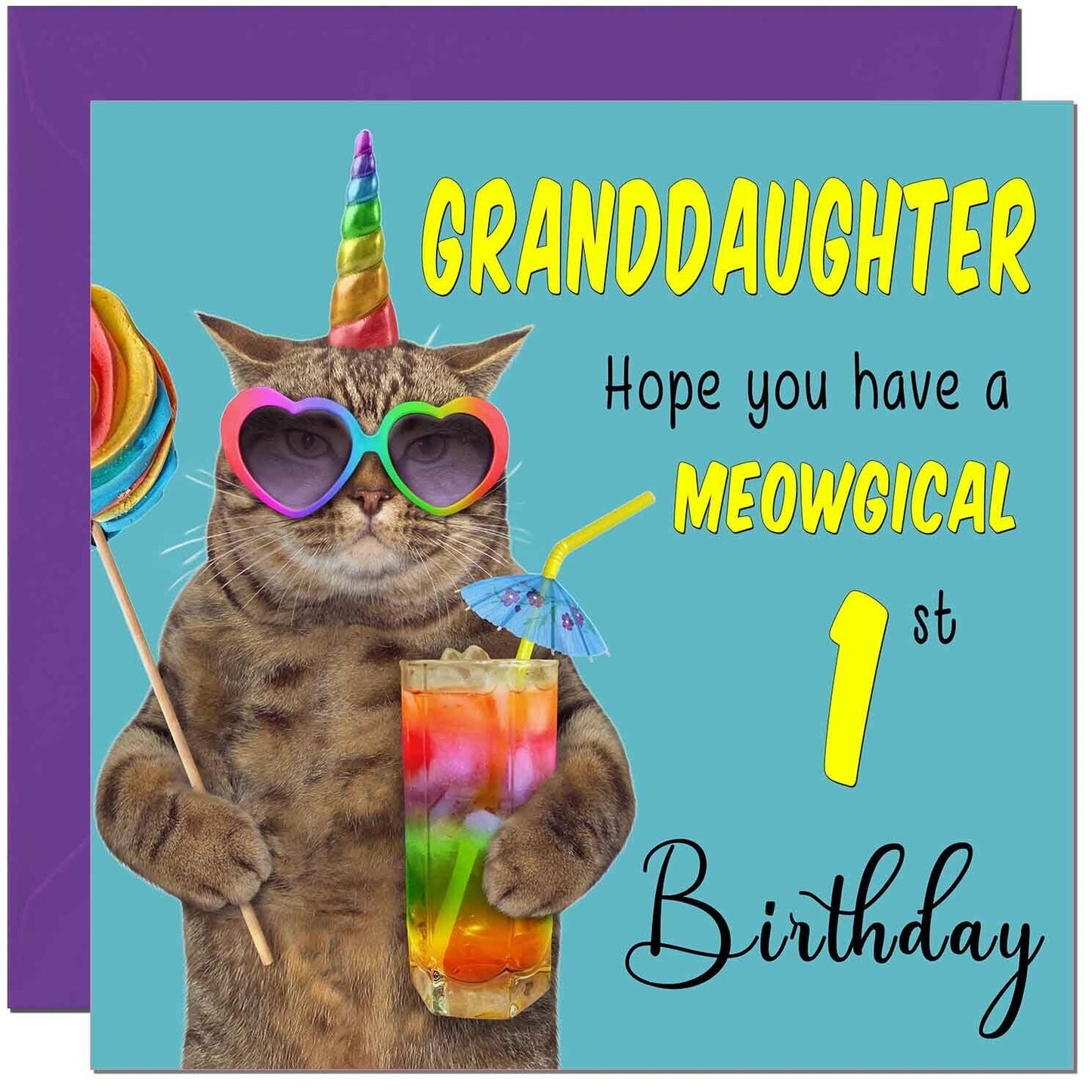 Granddaughter Birthday Card - Meowgical Cat Funny