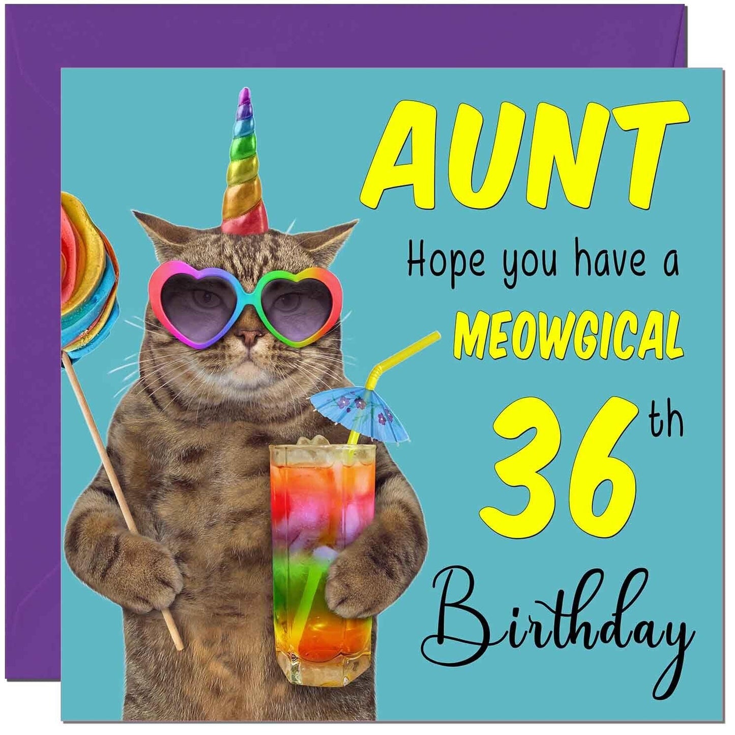 Aunt Birthday Card - Meowgical Cat Funny