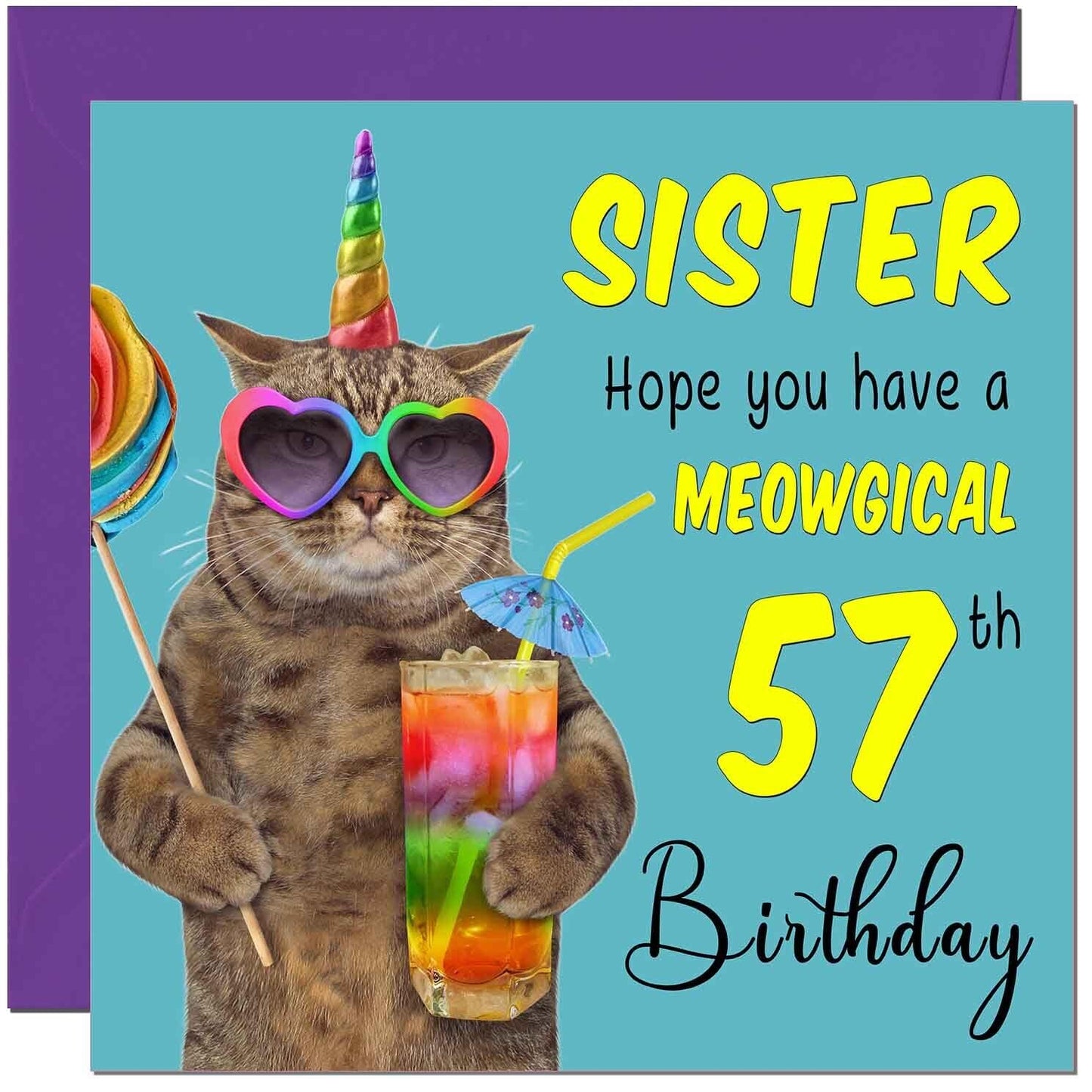 Sister Birthday Card - Meowgical Cat Funny Sister's