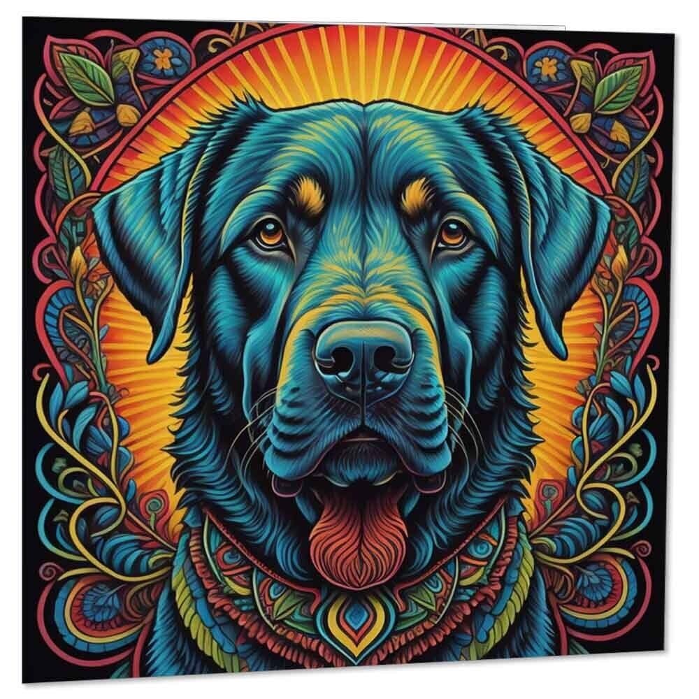 Artistic Dog Greeting Cards Black Labrador Birthday Card - 145mm x 145mm