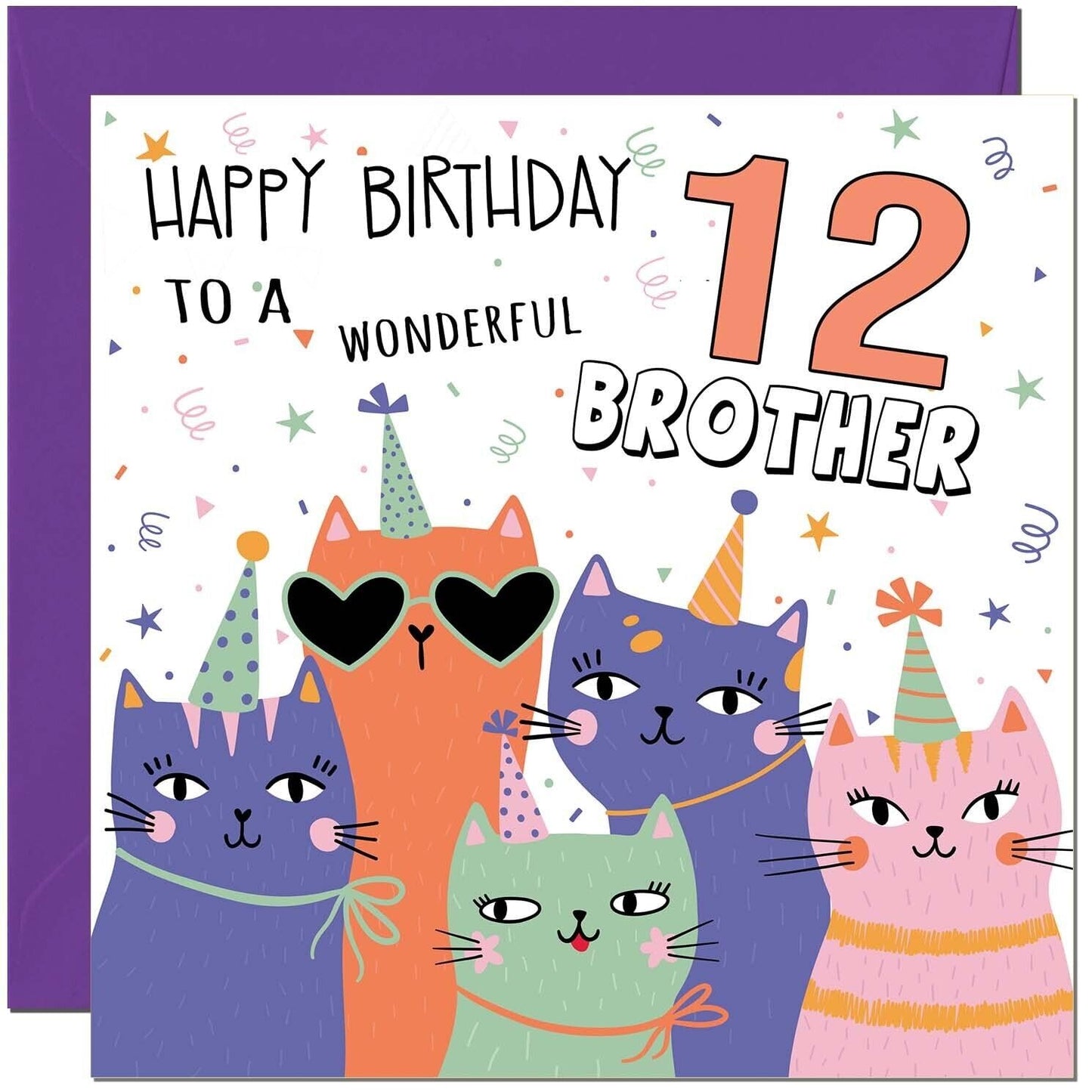 Brother Birthday Card - Childrens Cute Cat Brothers