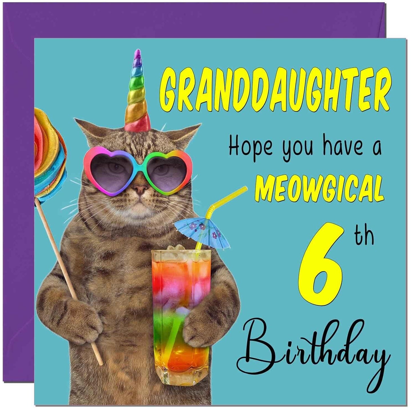 Granddaughter Birthday Card - Meowgical Cat Funny