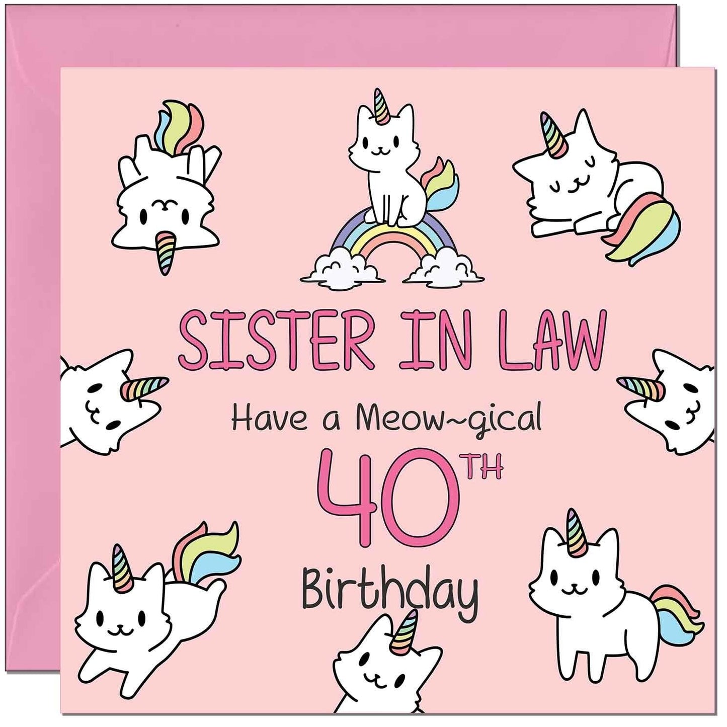 Sister in Law Birthday Card - Funny Cat Cute Sister-in-Laws