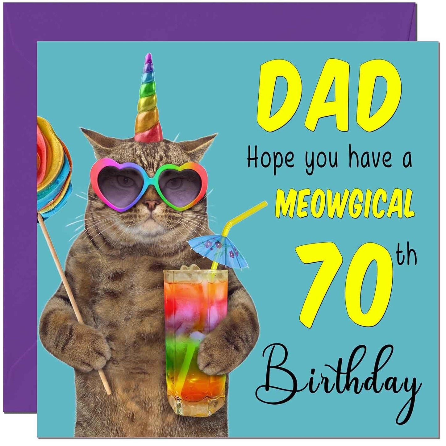Dad Birthday Card - Meowgical Cat Funny Father