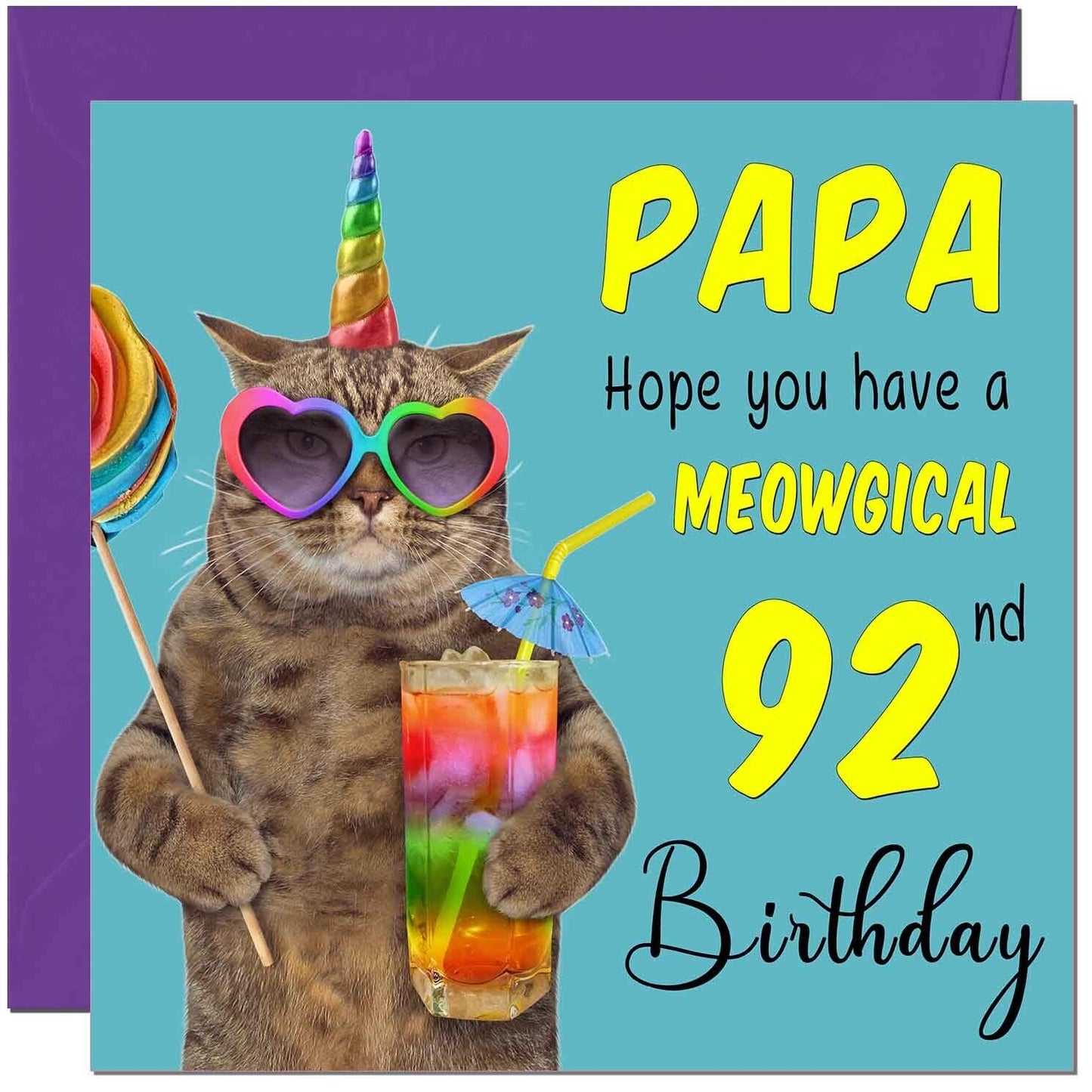 Papa Birthday Card - Meowgical Cat Funny Papa's