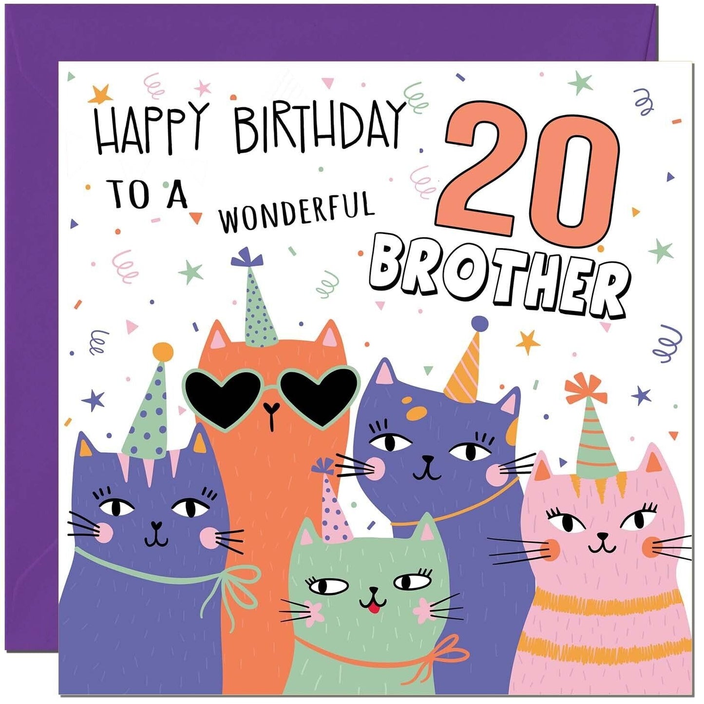 Brother Birthday Card - Childrens Cute Cat Brothers