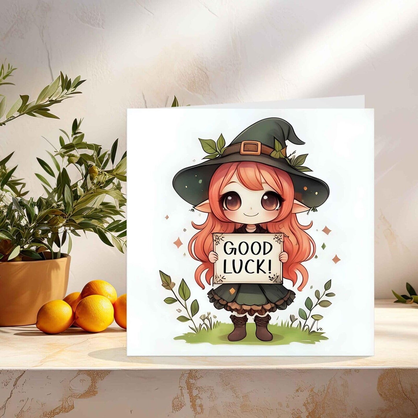 Good Luck Card - Cute Anime New Job Card, Co worker leaving card 145x145mm