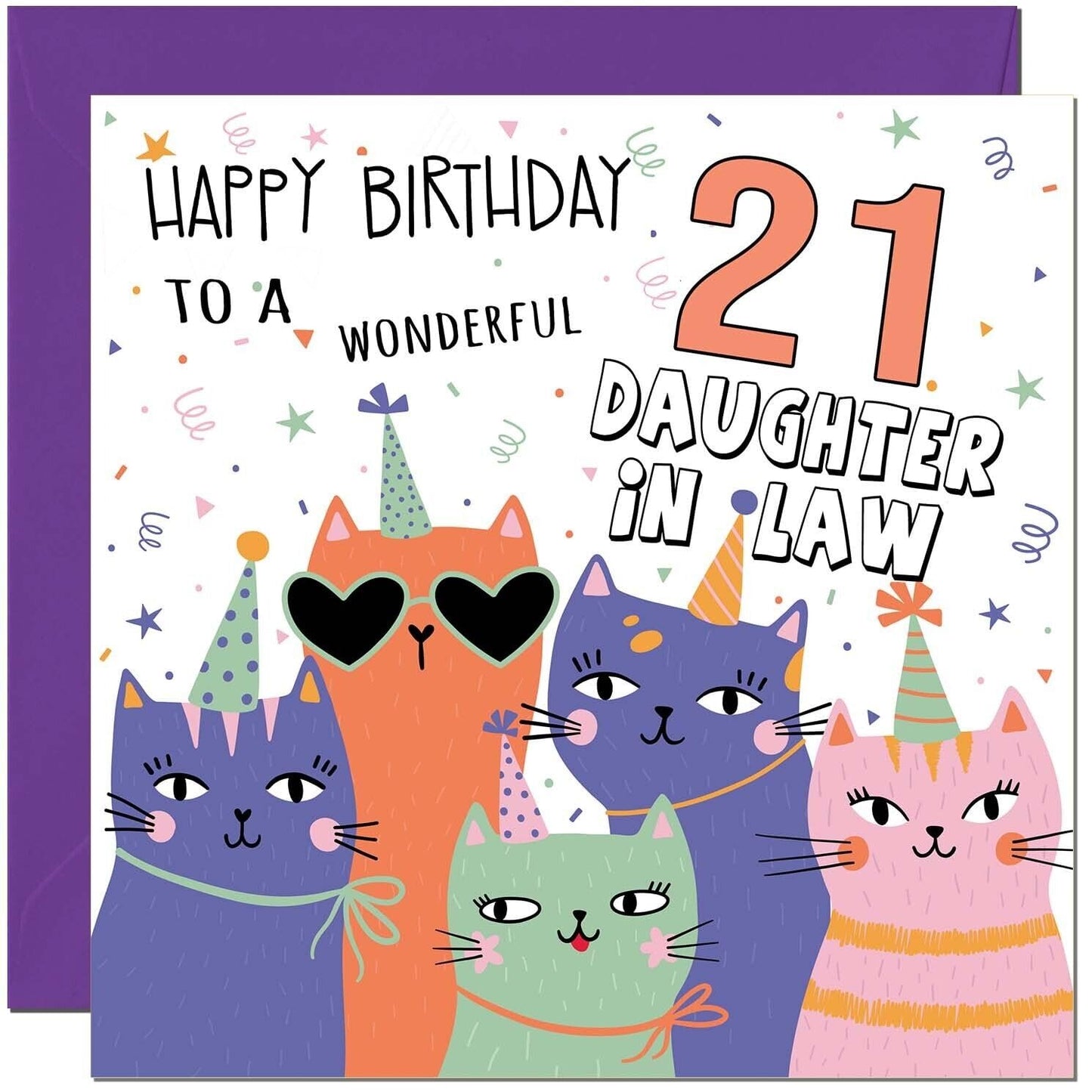 Daughter-in-Law Birthday Card - Childrens Cute Cat Daughter in laws