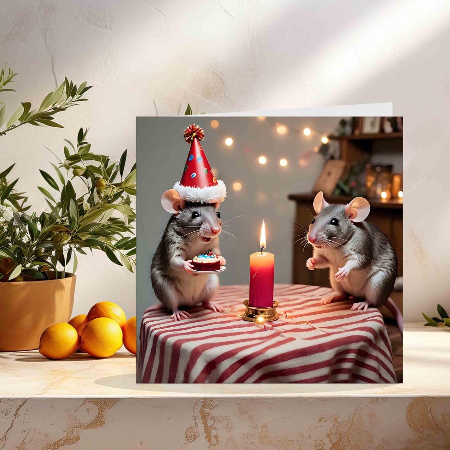 Rat Birthday Card Cute Rats - 145 x 145mm