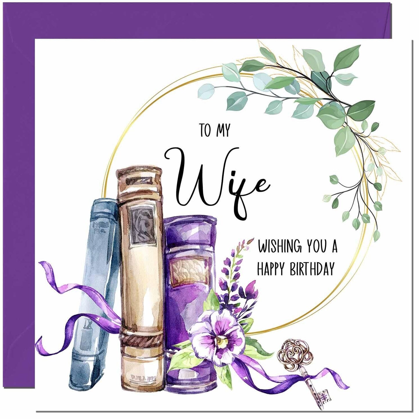 Birthday Card for women Floral Watercolour Book Beautiful
