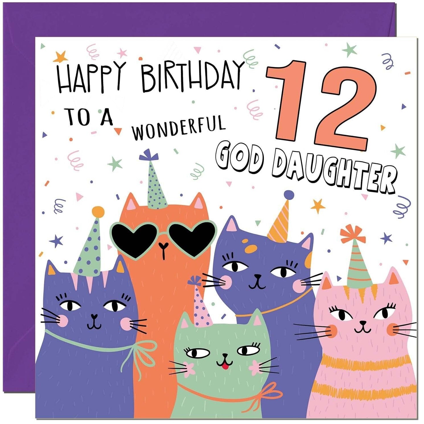 God Daughter Birthday Card - Childrens Cute Cat God Daughters