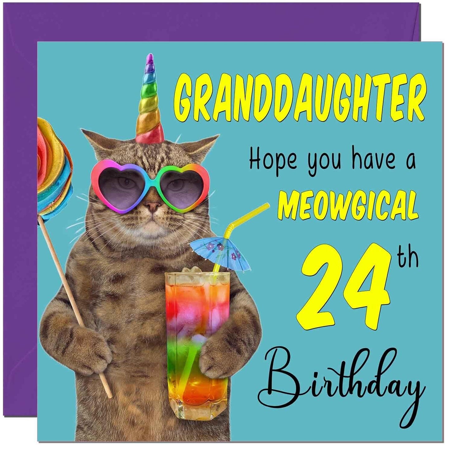 Granddaughter Birthday Card - Meowgical Cat Funny