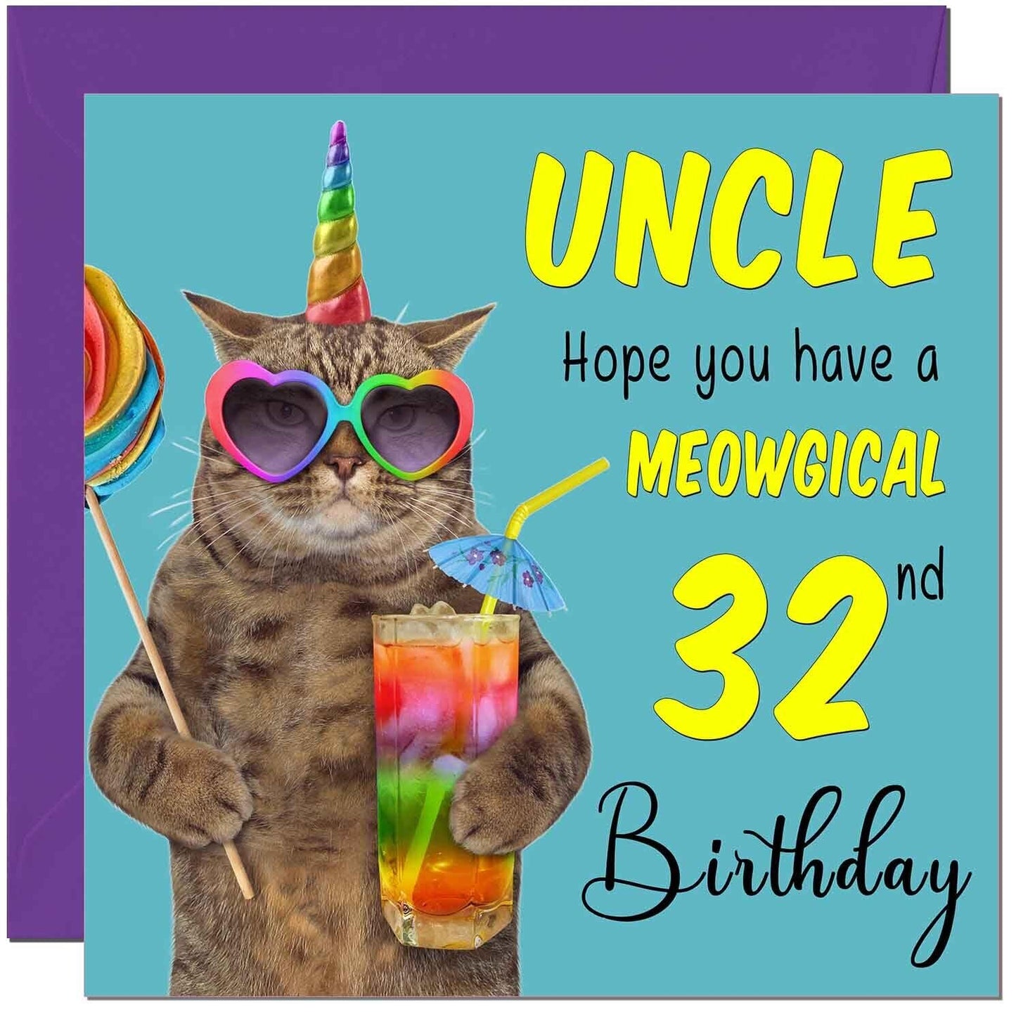 Uncle Birthday Card - Meowgical Cat Funny Uncle's