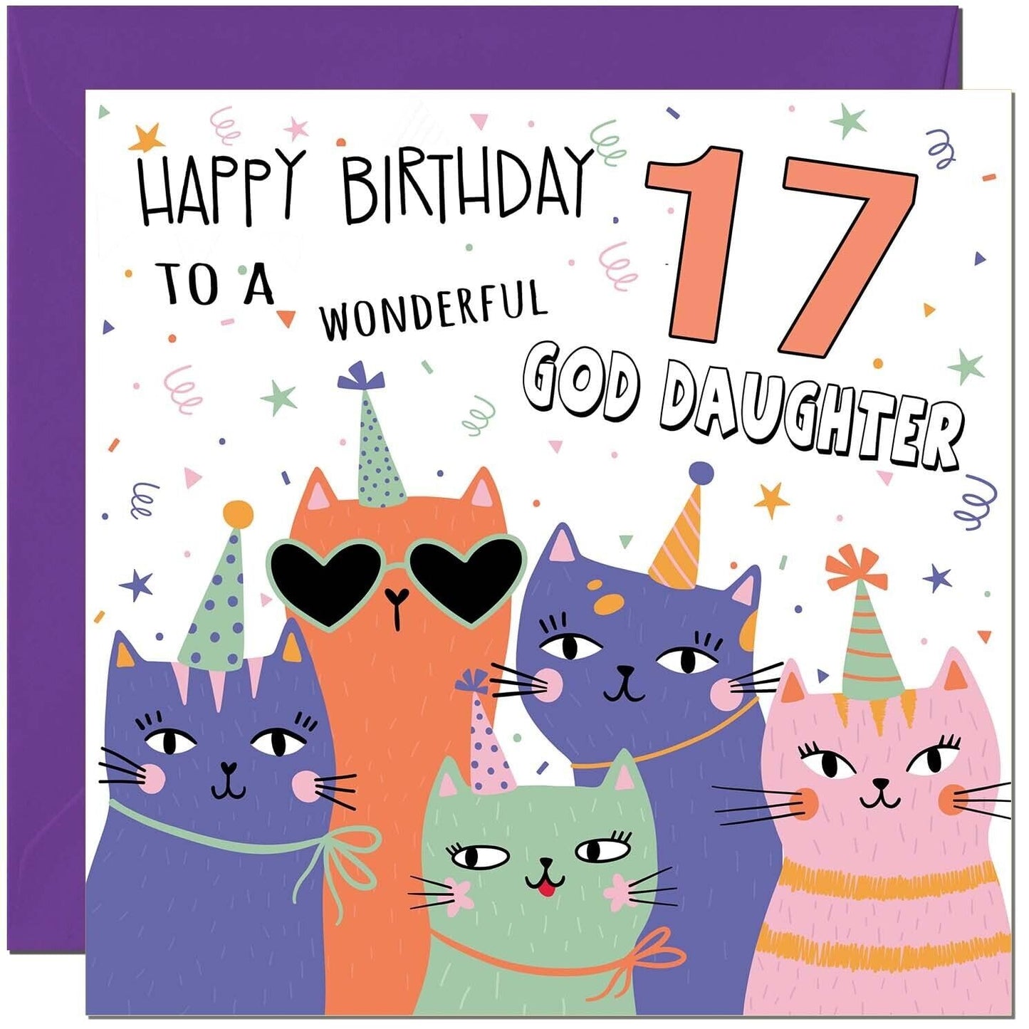 God Daughter Birthday Card - Childrens Cute Cat God Daughters