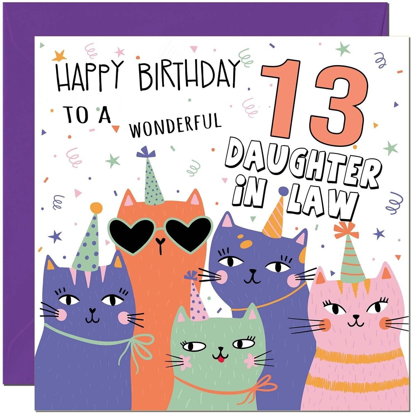 Daughter-in-Law Birthday Card - Childrens Cute Cat Daughter in laws