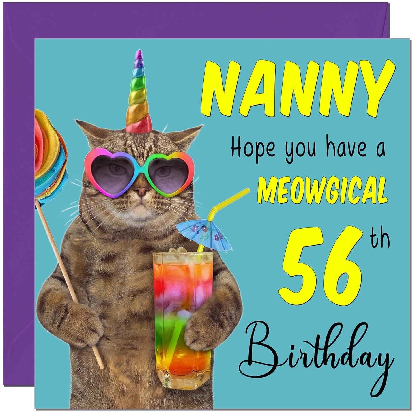Nanny Birthday Card - Meowgical Cat Funny Grandma