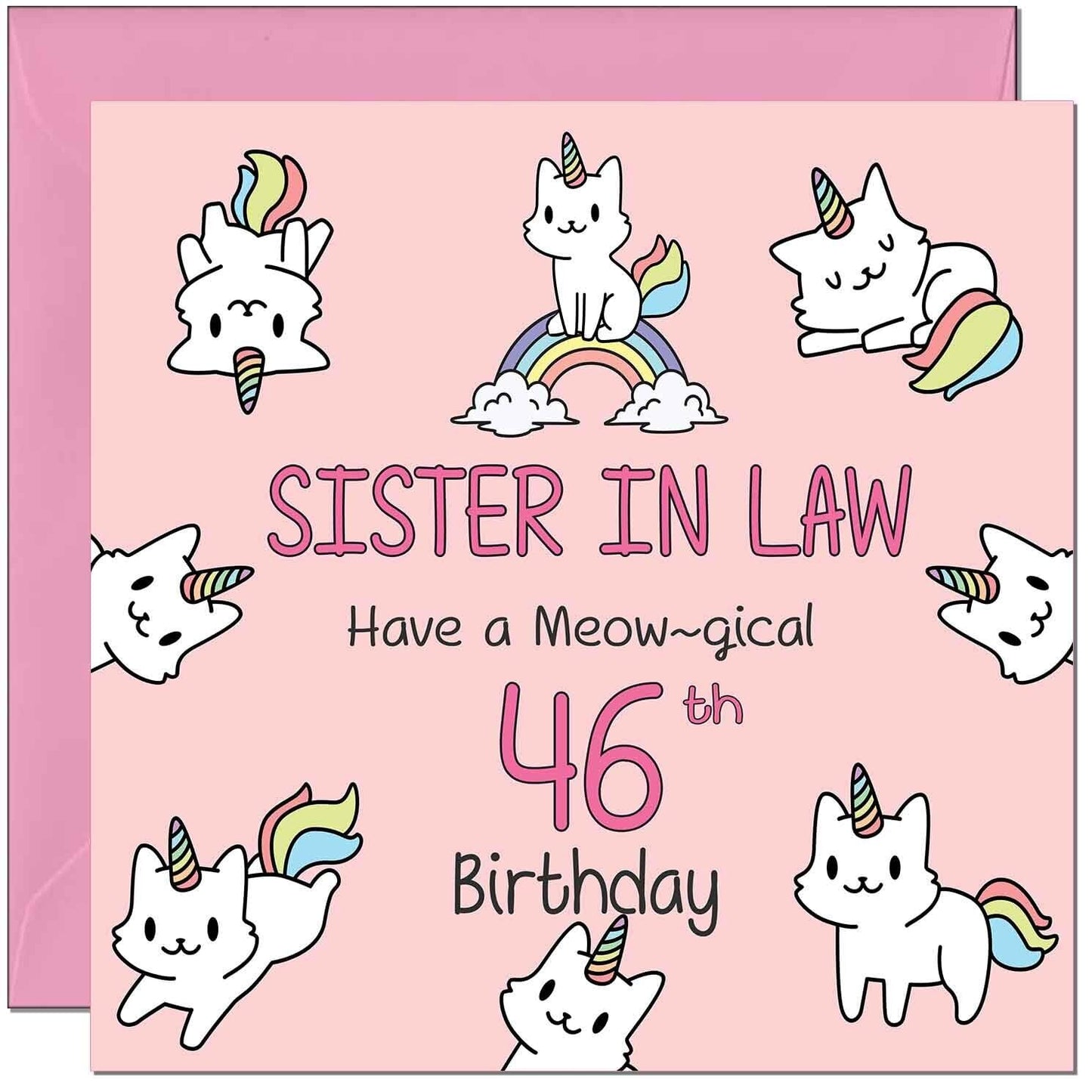 Sister in Law Birthday Card - Funny Cat Cute Sister-in-Laws
