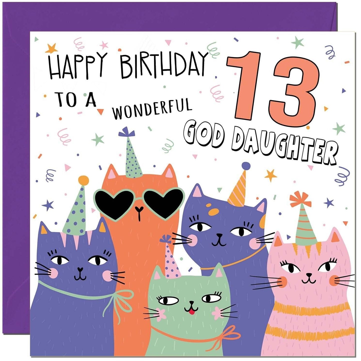 God Daughter Birthday Card - Childrens Cute Cat God Daughters