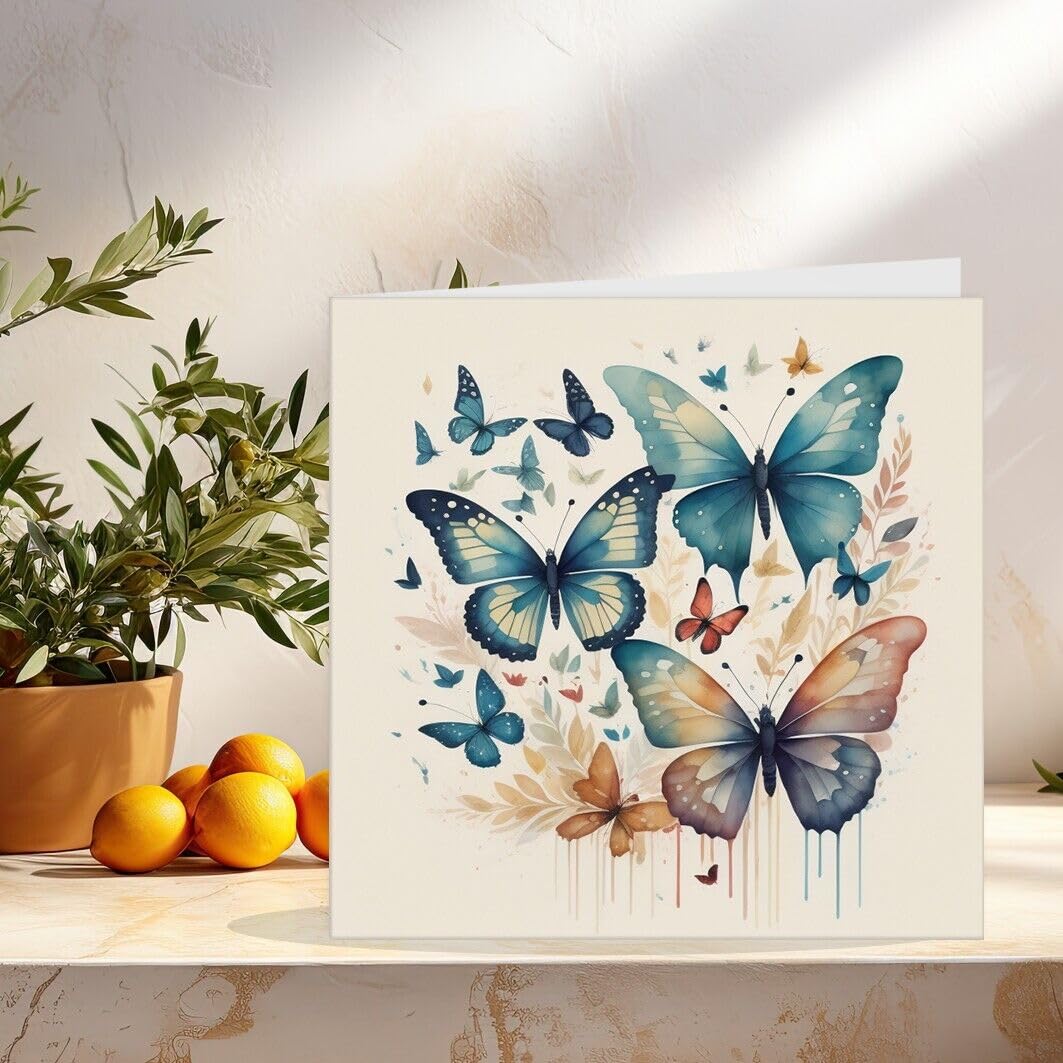 Watercolour Butterfly Greeting Card Butterflies Birthday Card 145 x 145mm