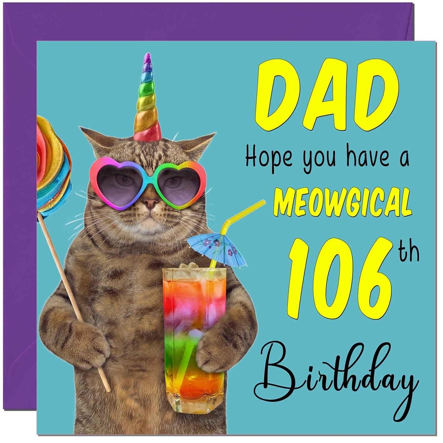 Dad Birthday Card - Meowgical Cat Funny Father
