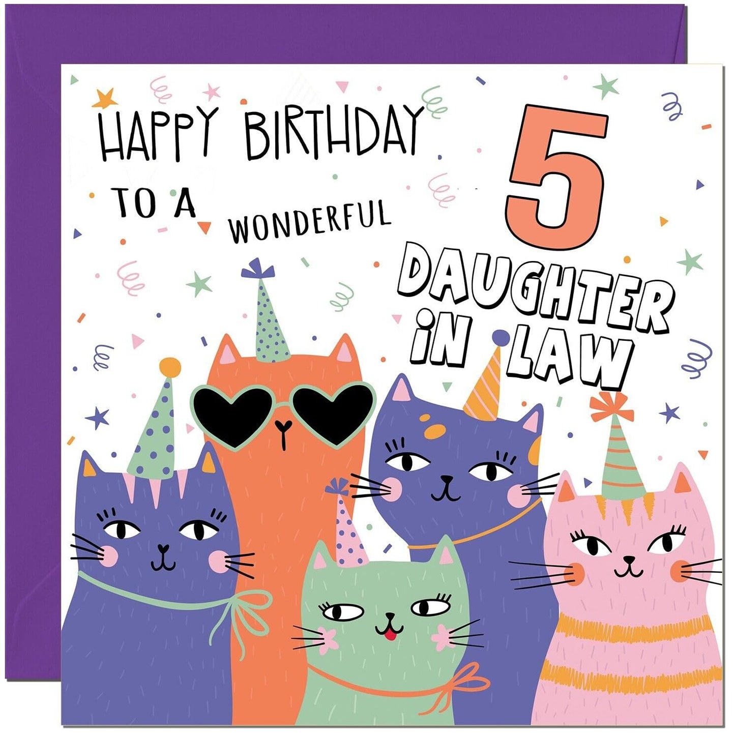 Daughter-in-Law Birthday Card - Childrens Cute Cat Daughter in laws