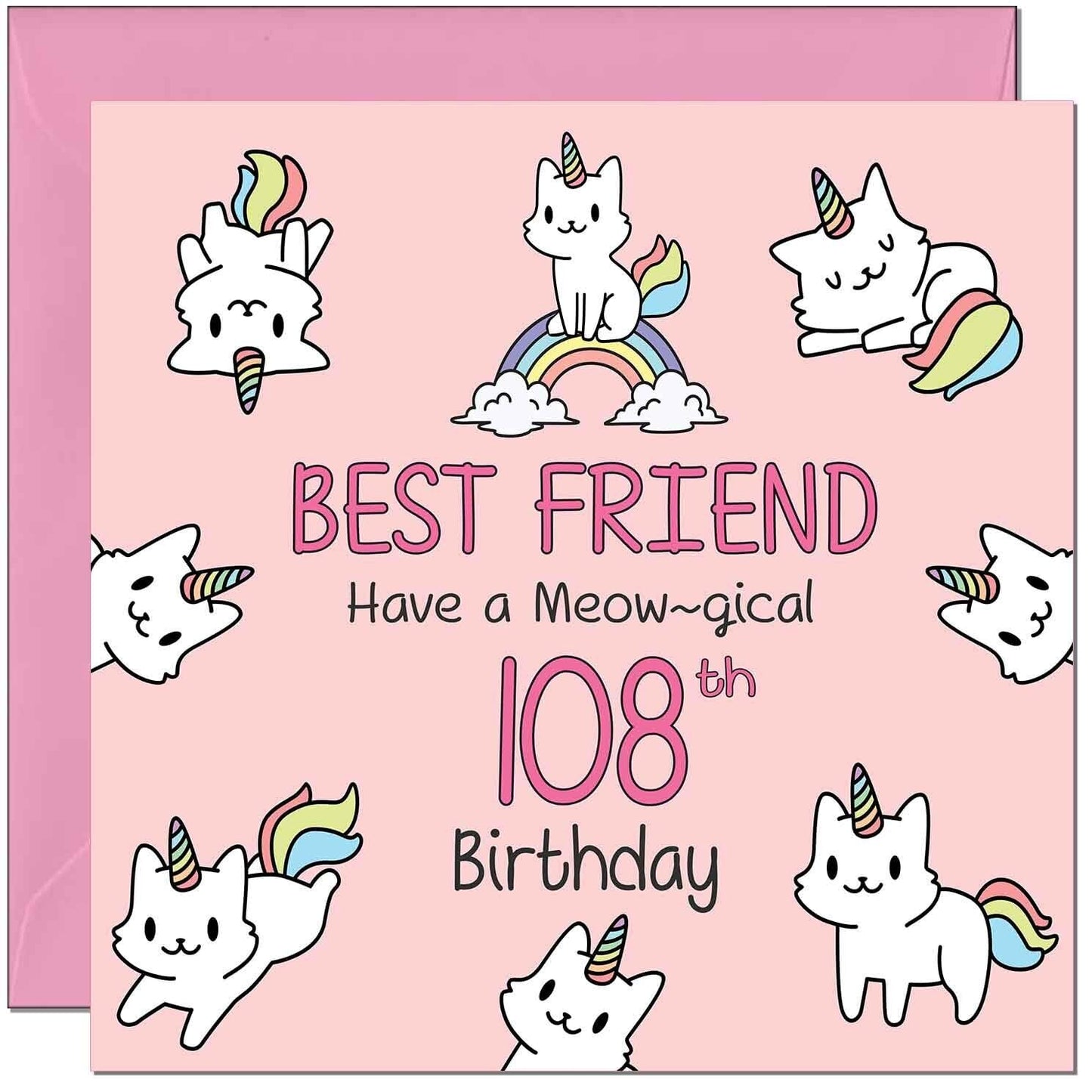 Best Friend Birthday Card - Funny Cat Cute Girls Womens