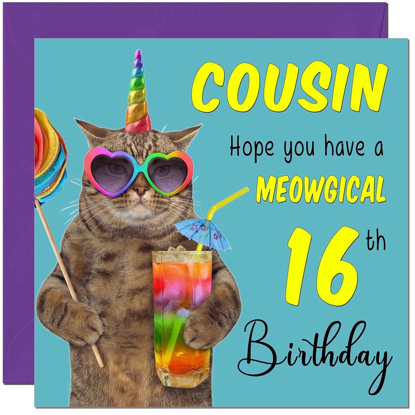 Cousin Birthday Card - Meowgical Cat Funny
