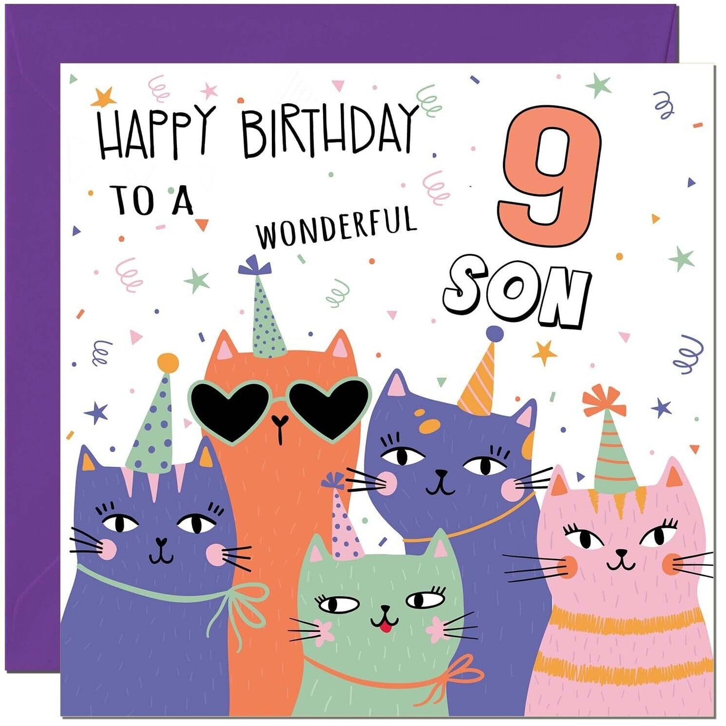 Son Birthday Cards - Childrens Cute Cat Sons