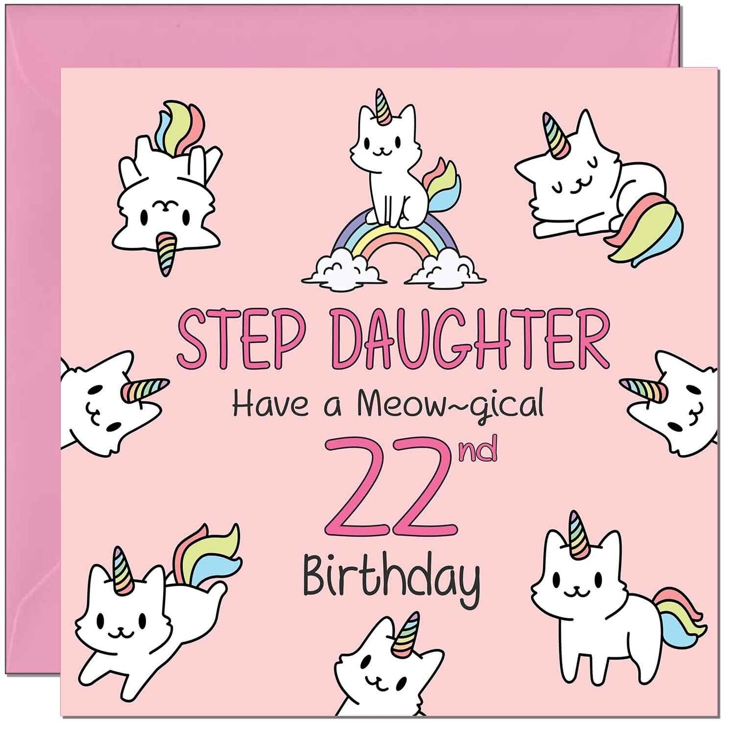 Step Daughter Birthday Card - Funny Cat Cute Step-Daughters