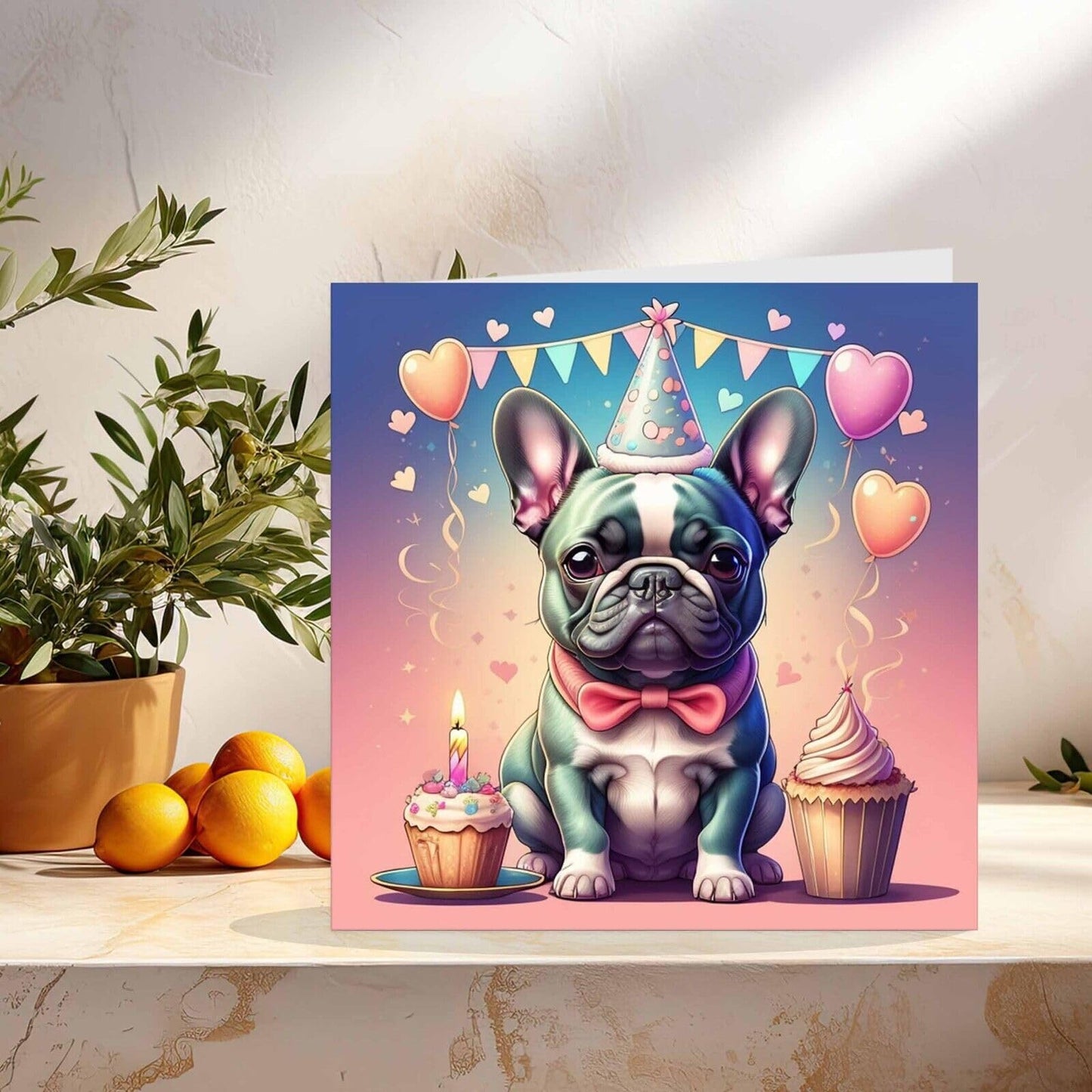 Cute French Bulldog Birthday Card - 145mm x 145mm