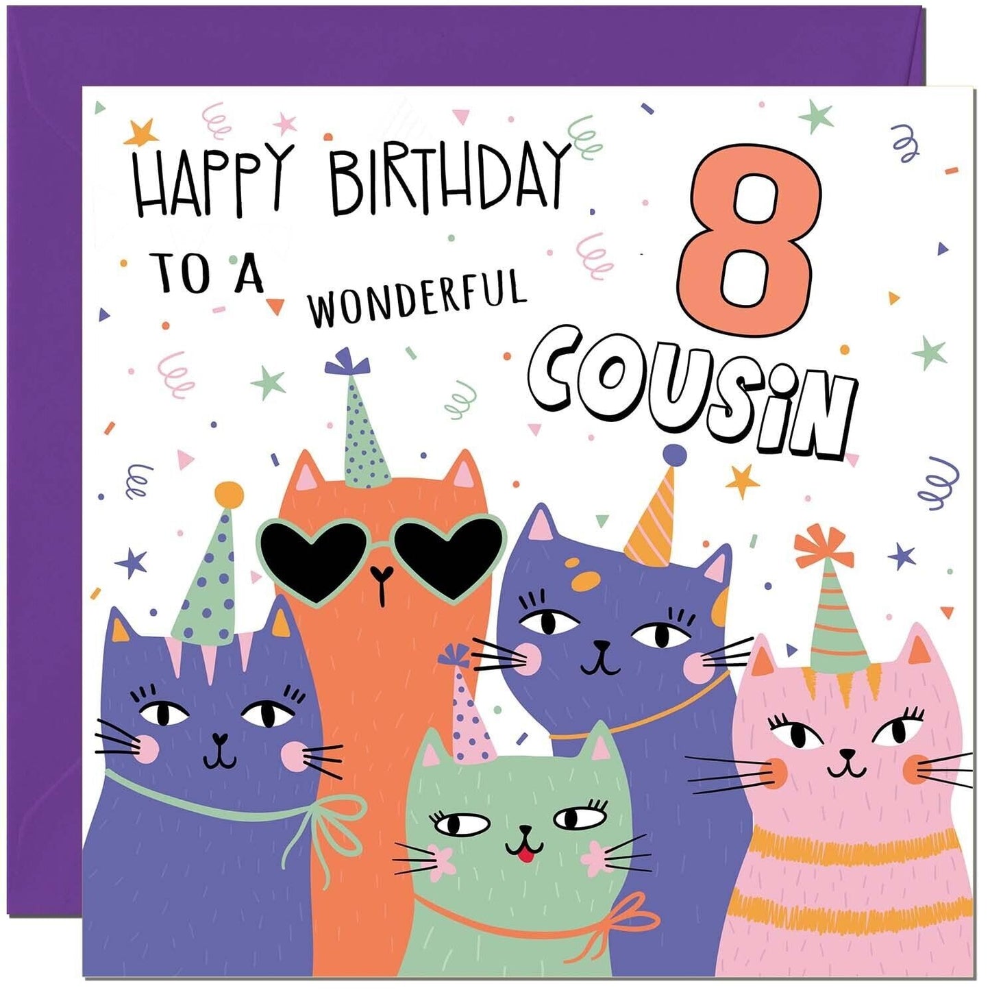 Cousin Birthday Card - Childrens Cute Cat Cousins