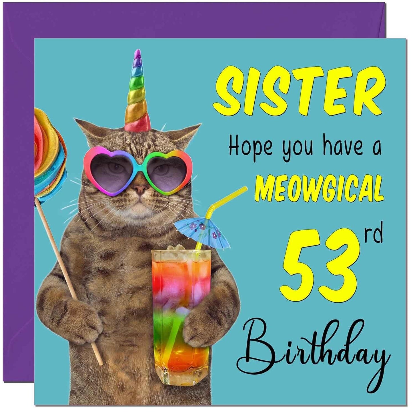 Sister Birthday Card - Meowgical Cat Funny Sister's