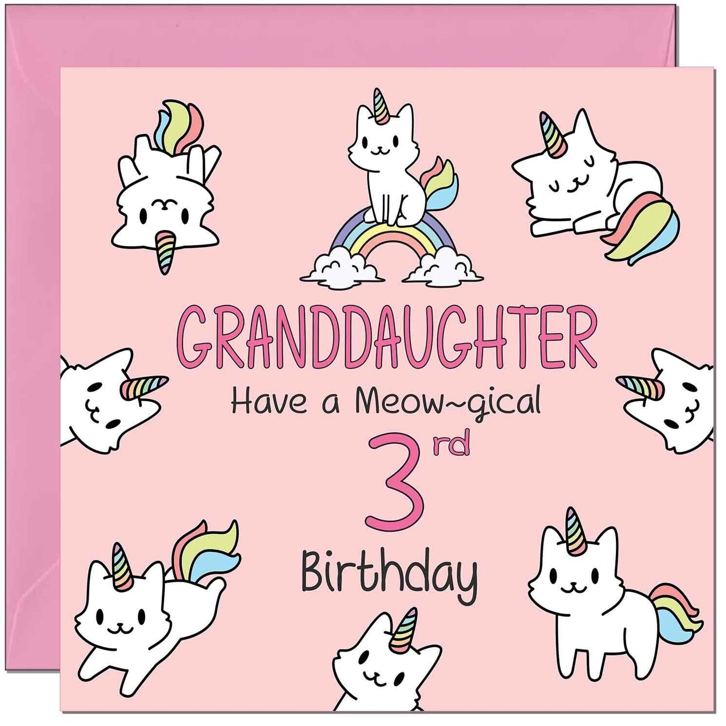 Granddaughter Birthday Card - Funny Cat Cute Granddaughters