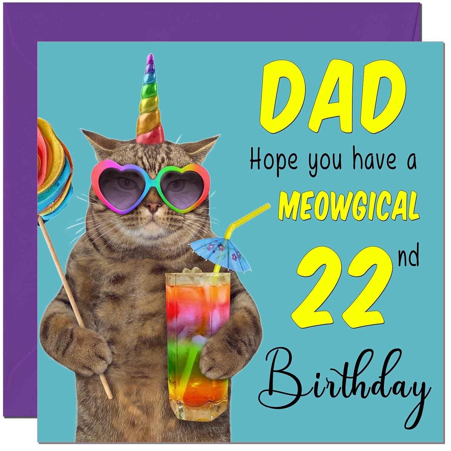 Dad Birthday Card - Meowgical Cat Funny Father