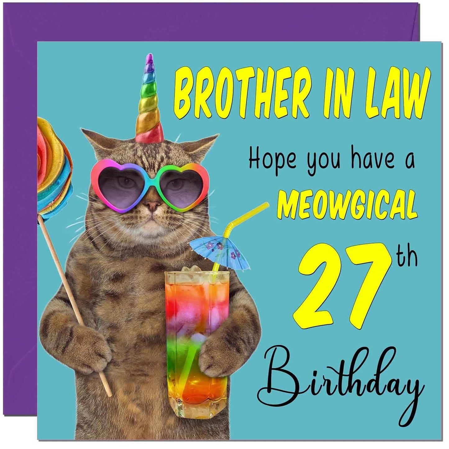 Brother in Law Birthday Card - Meowgical Cat Funny
