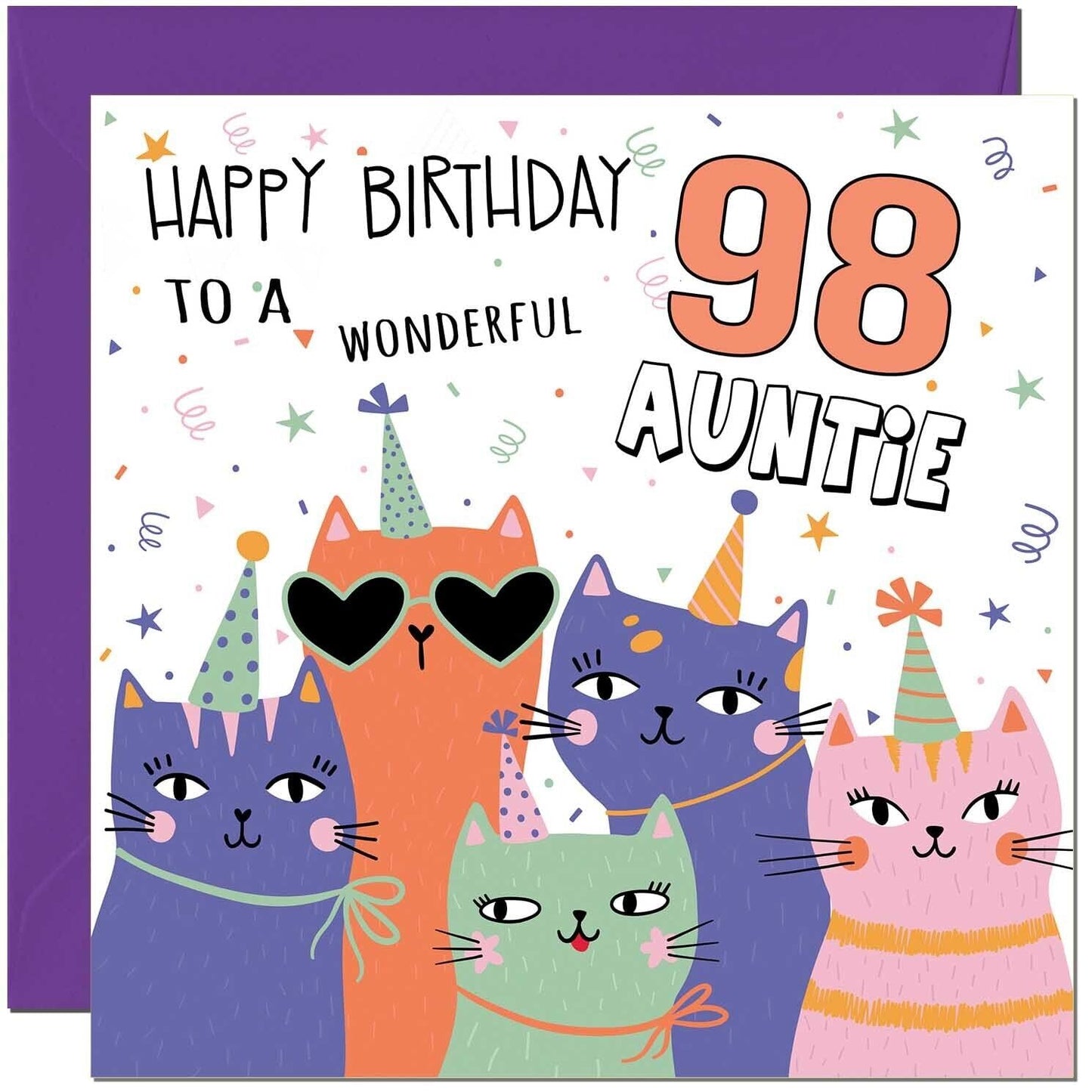 Auntie Birthday Card - Childrens Cute Cat Aunt