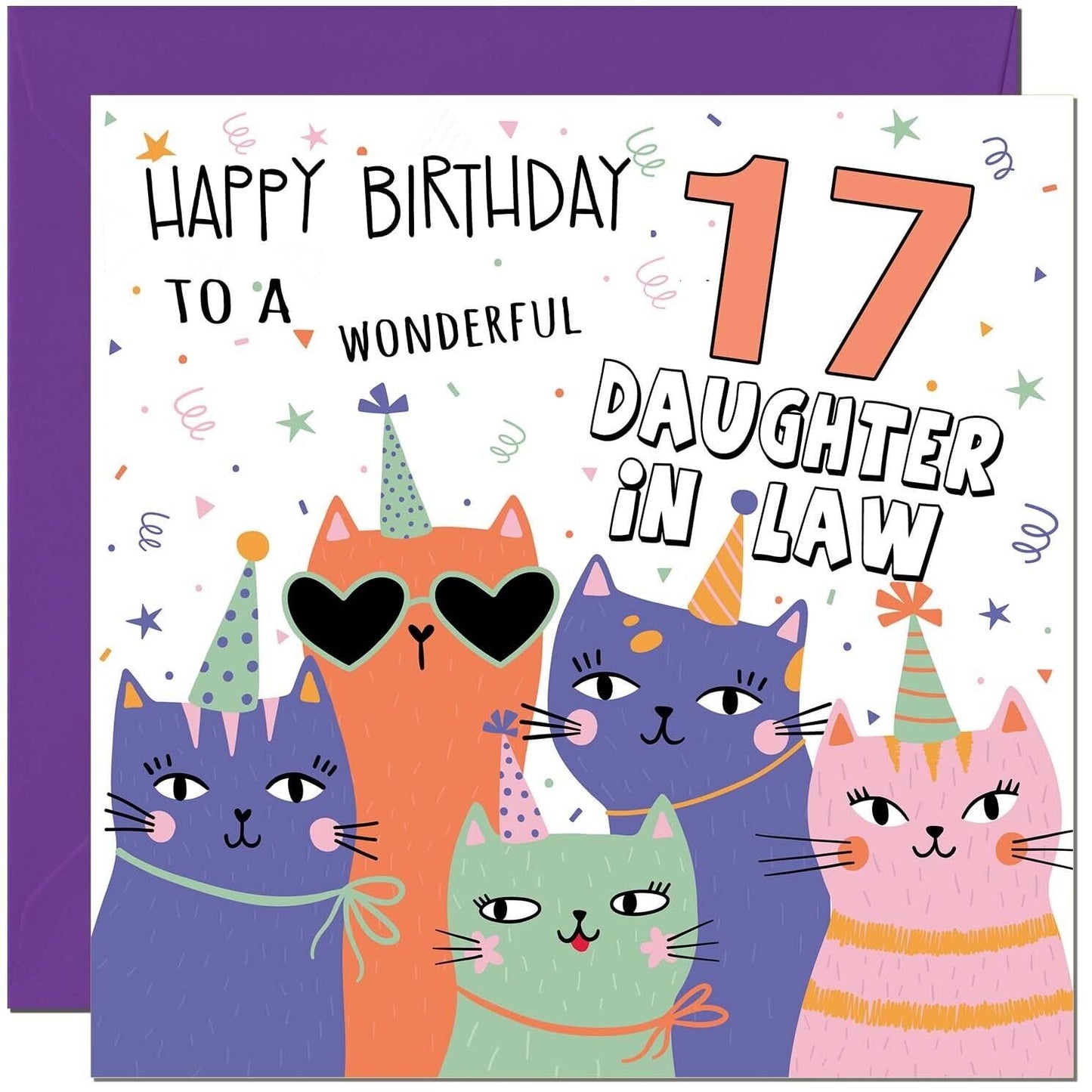 Daughter-in-Law Birthday Card - Childrens Cute Cat Daughter in laws