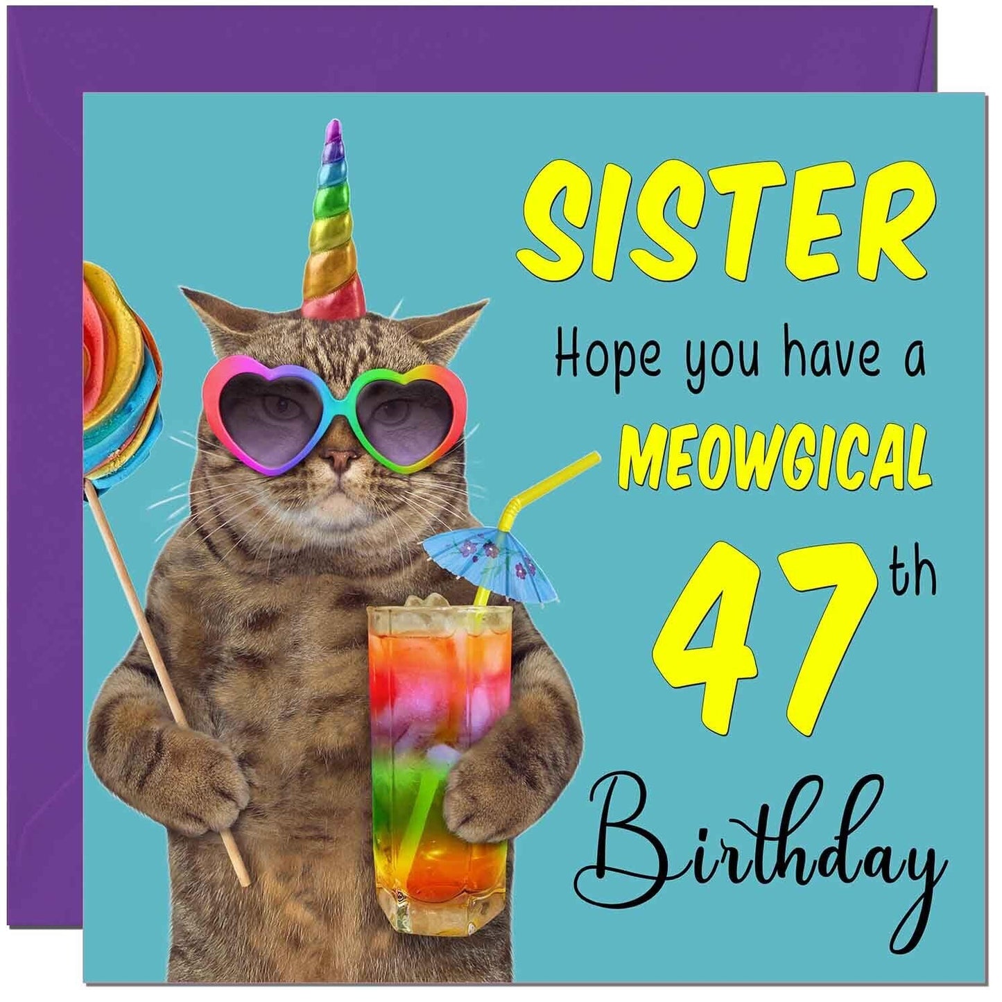 Sister Birthday Card - Meowgical Cat Funny Sister's