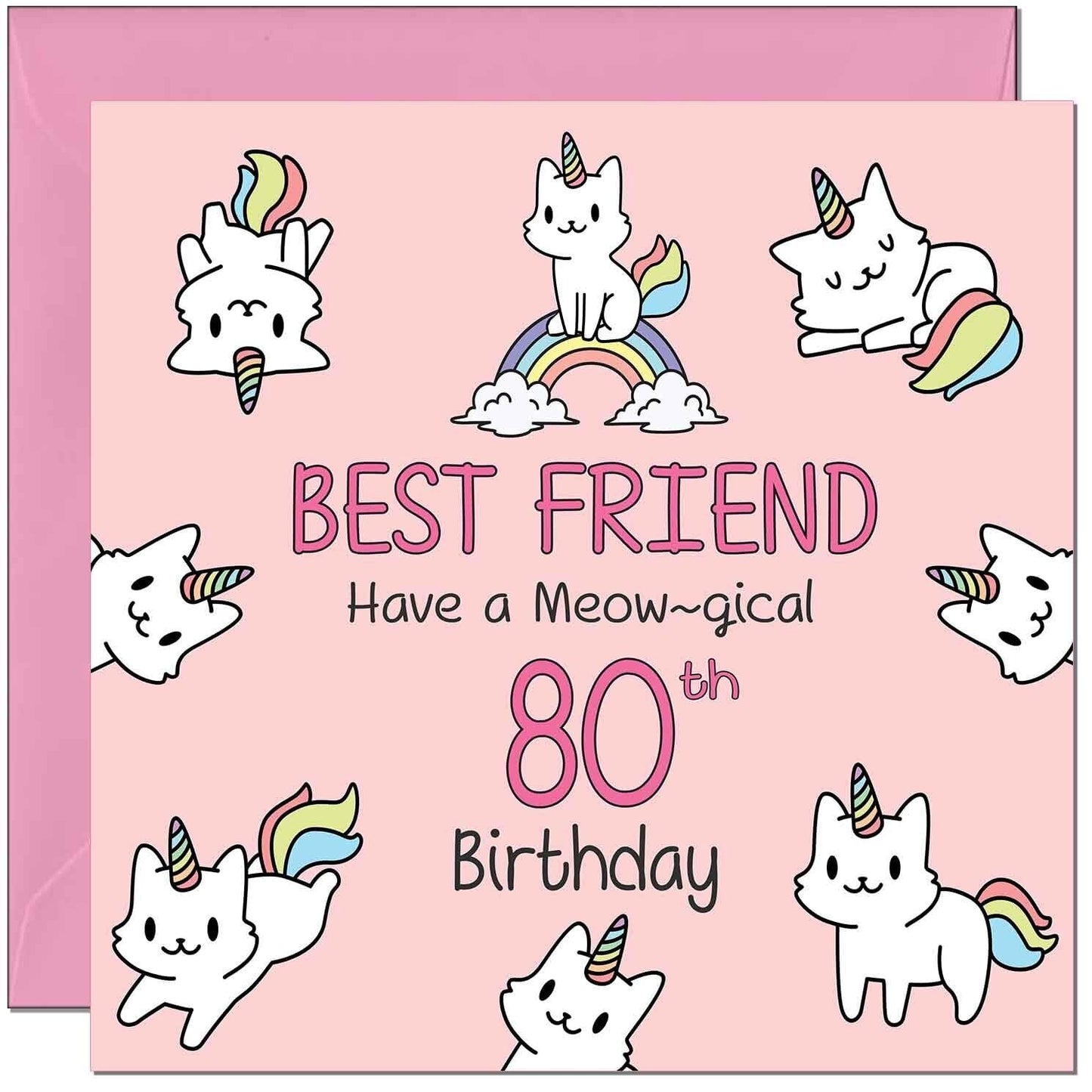 Best Friend Birthday Card - Funny Cat Cute Girls Womens