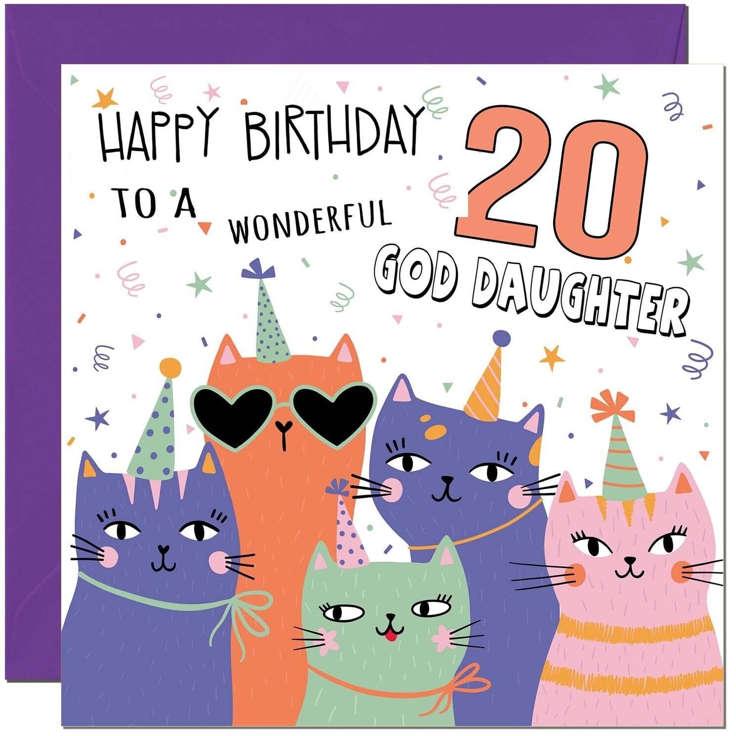 God Daughter Birthday Card - Childrens Cute Cat God Daughters