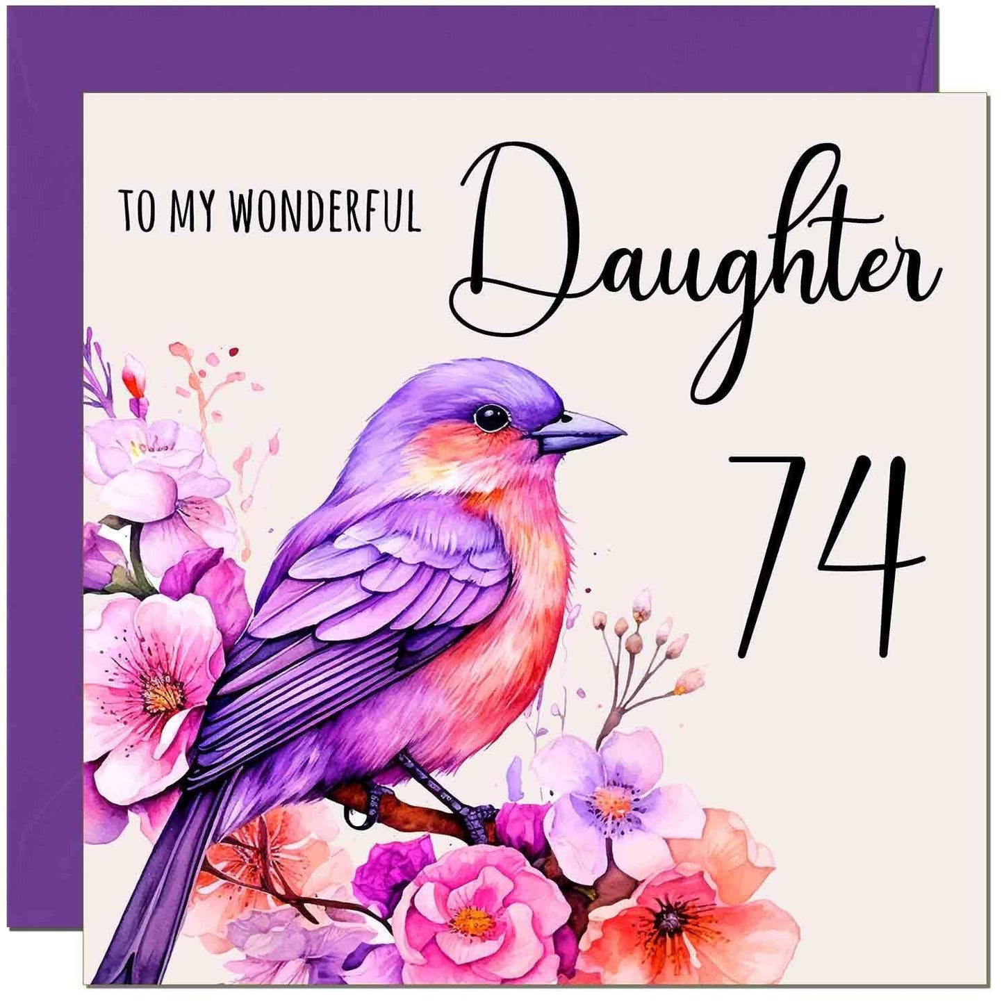 Daughter Birthday Card - Purple Watercolour Bird Daughters