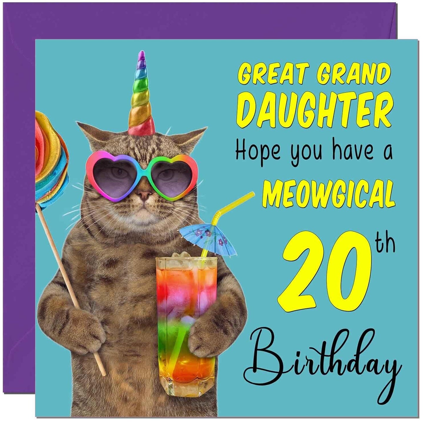 Great Granddaughter Birthday Card - Meowgical Cat Funny