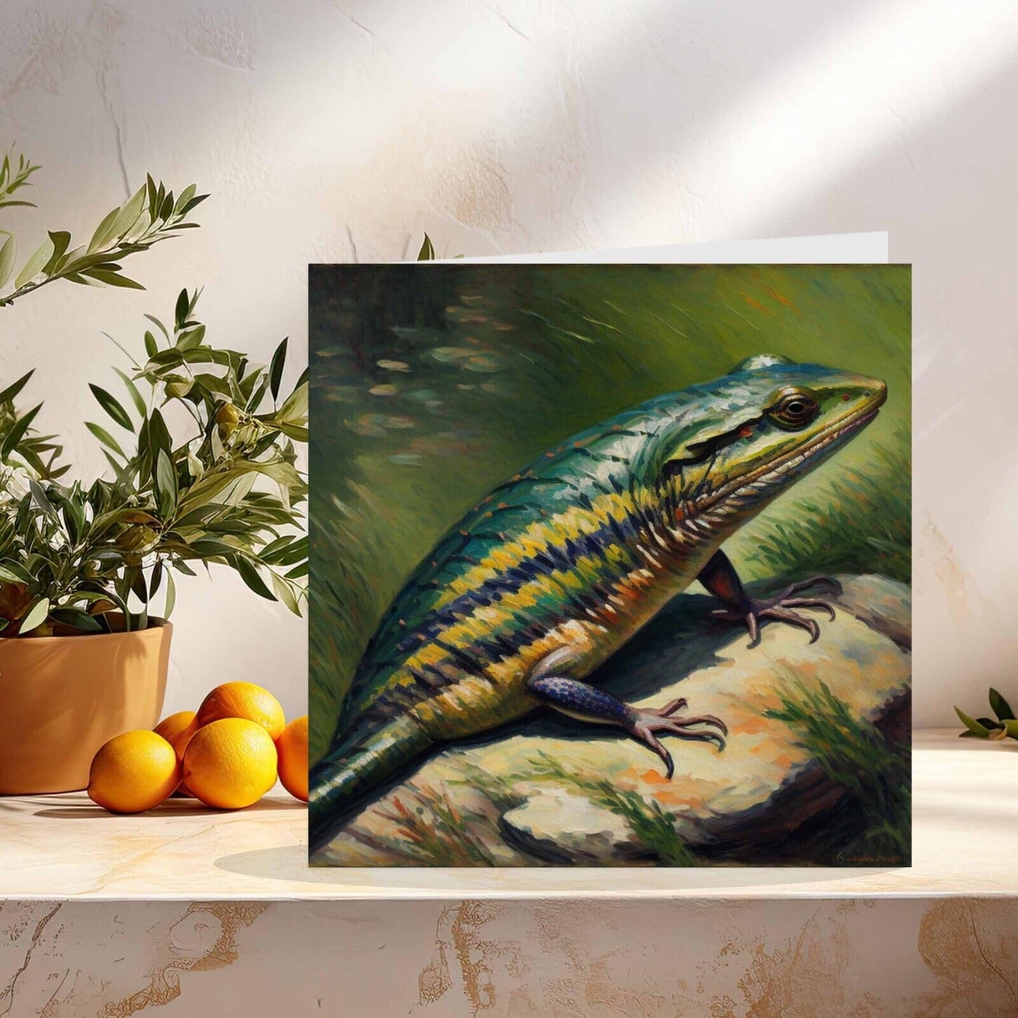 Skink Greeting Card Animal Impressionism Art 145mm x 145mm