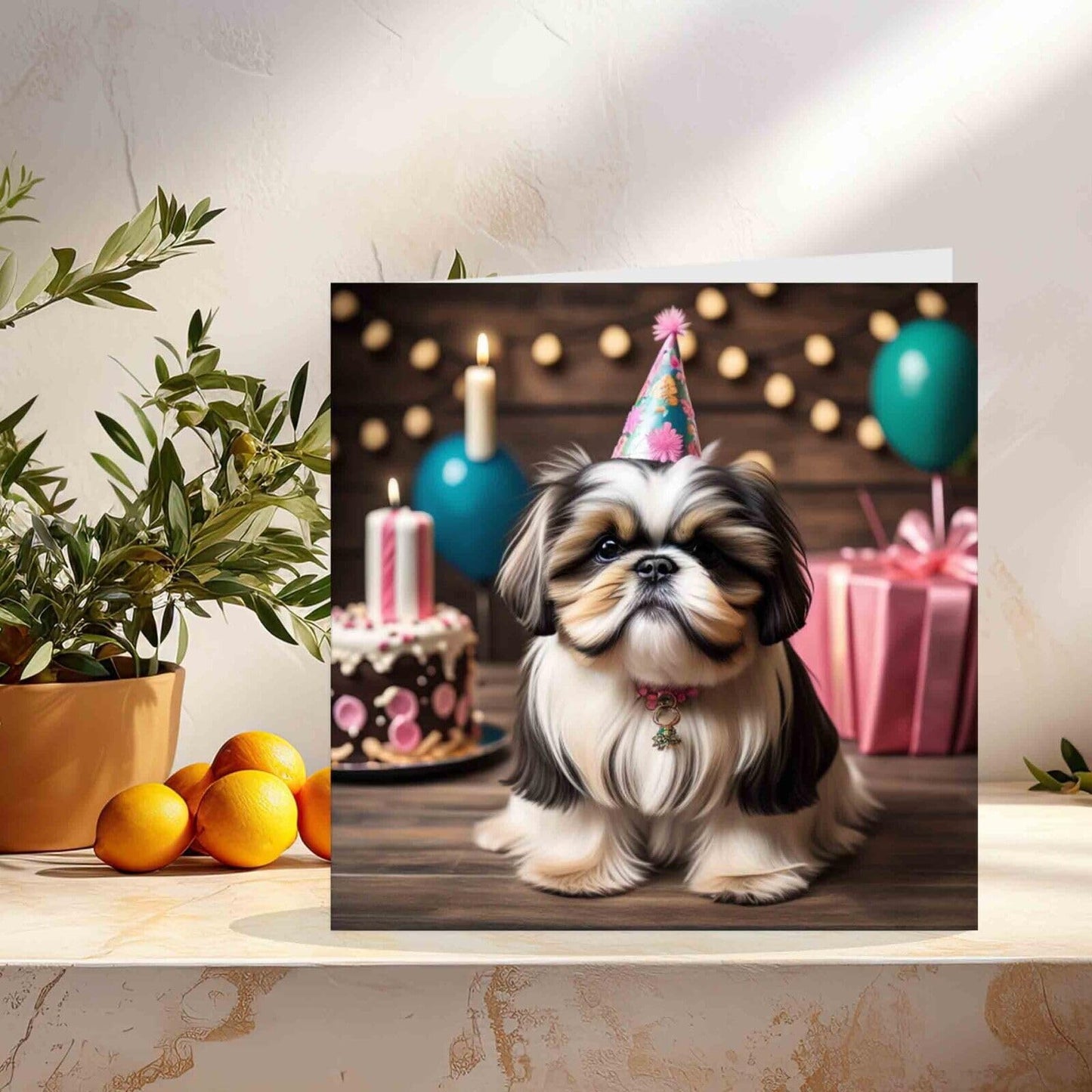 Shih Tzu Birthday Card - Cute Funny Dog Bday Card 145mm x 145mm