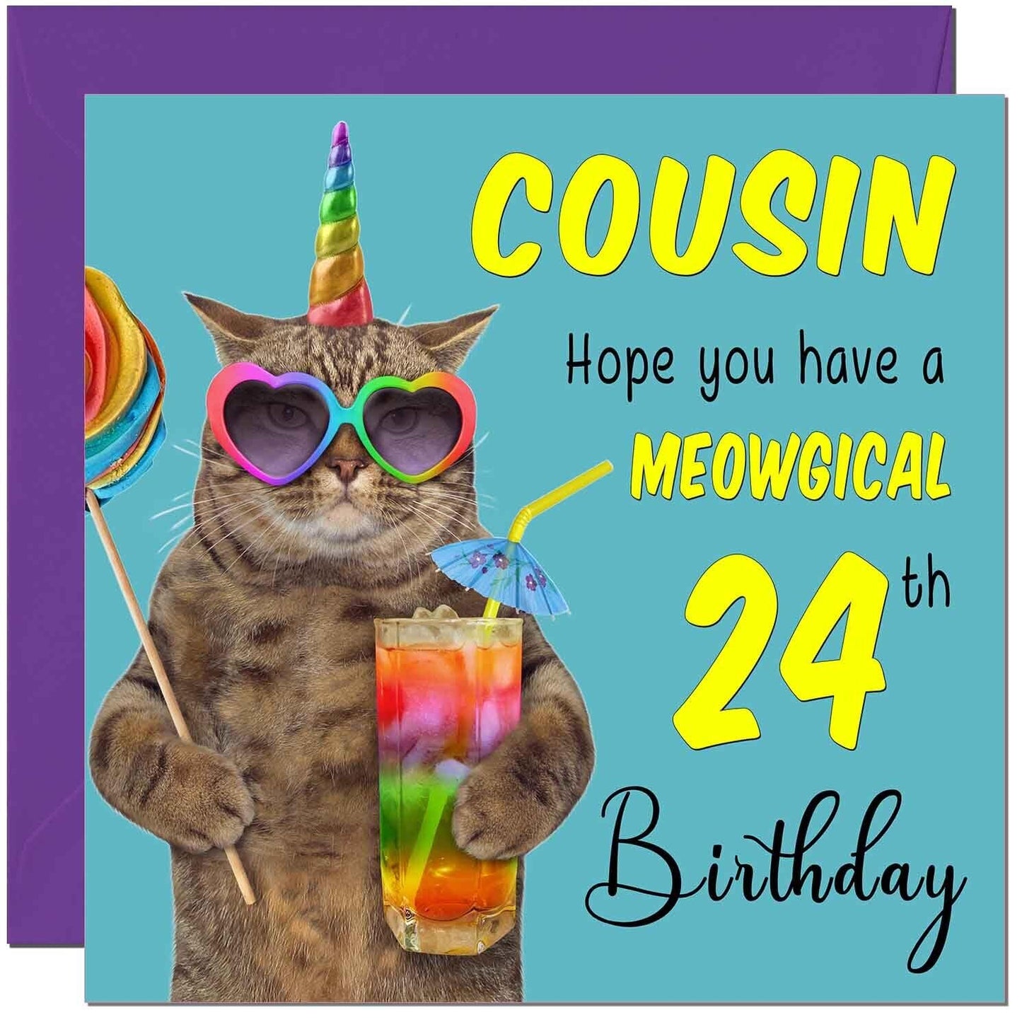 Cousin Birthday Card - Meowgical Cat Funny