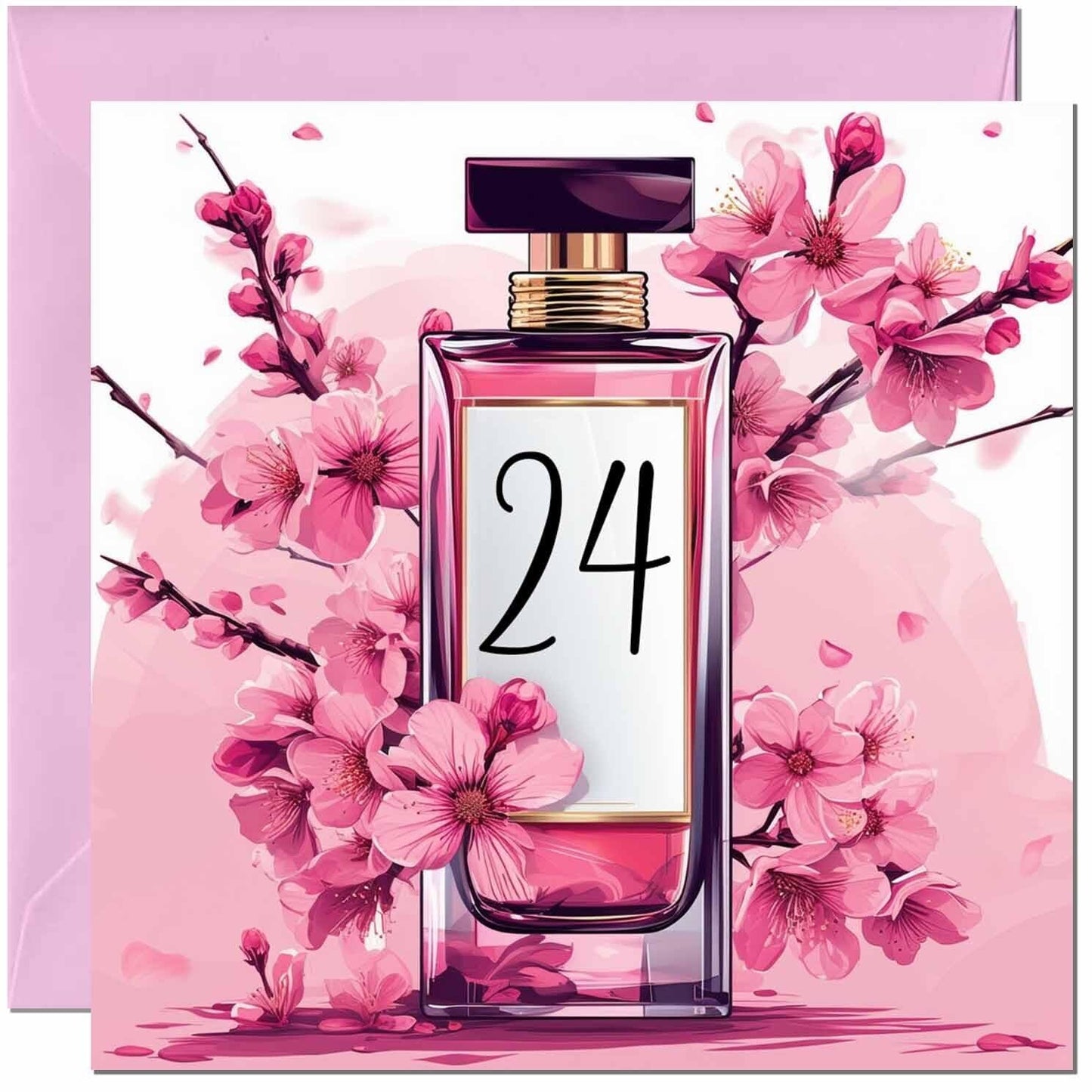 Birthday Card for women - Cherry Blossom Perfume Age - Elegant Classy
