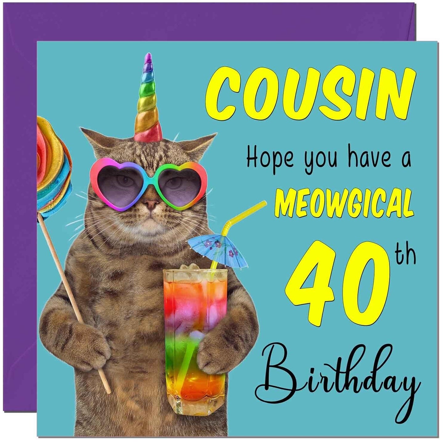 Cousin Birthday Card - Meowgical Cat Funny