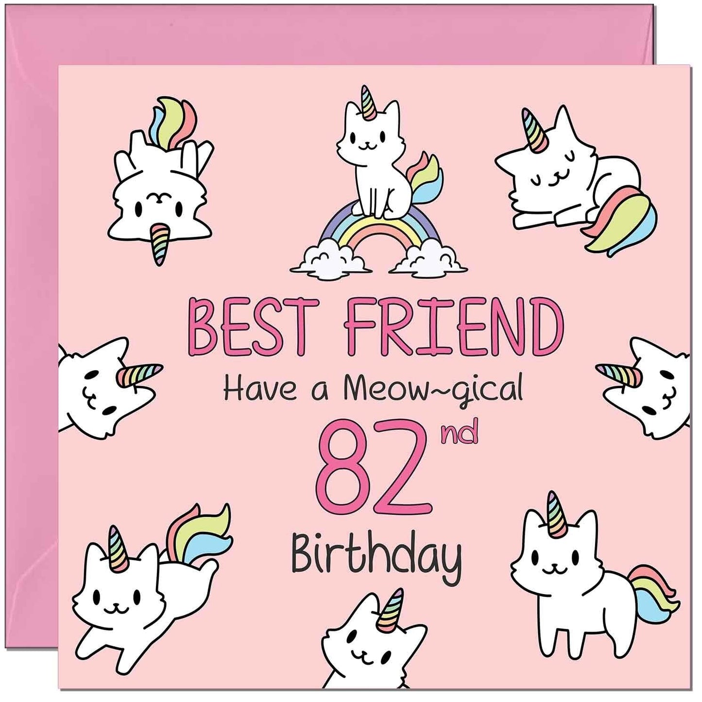 Best Friend Birthday Card - Funny Cat Cute Girls Womens