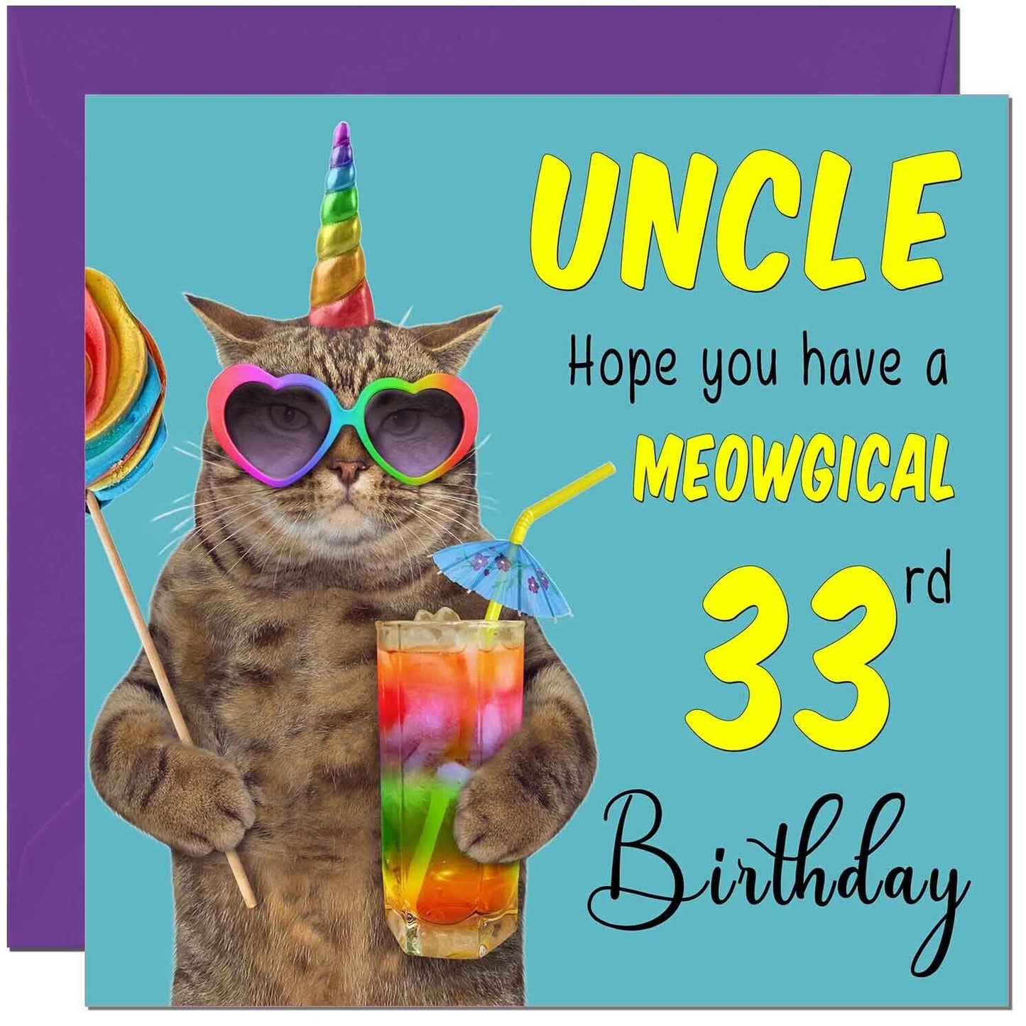 Uncle Birthday Card - Meowgical Cat Funny Uncle's